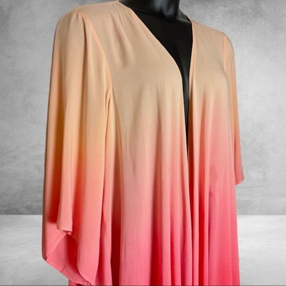 Torrid Chiffon Dip Dye Coral Drape Front Kimono NWT - Picture 9 of 15
